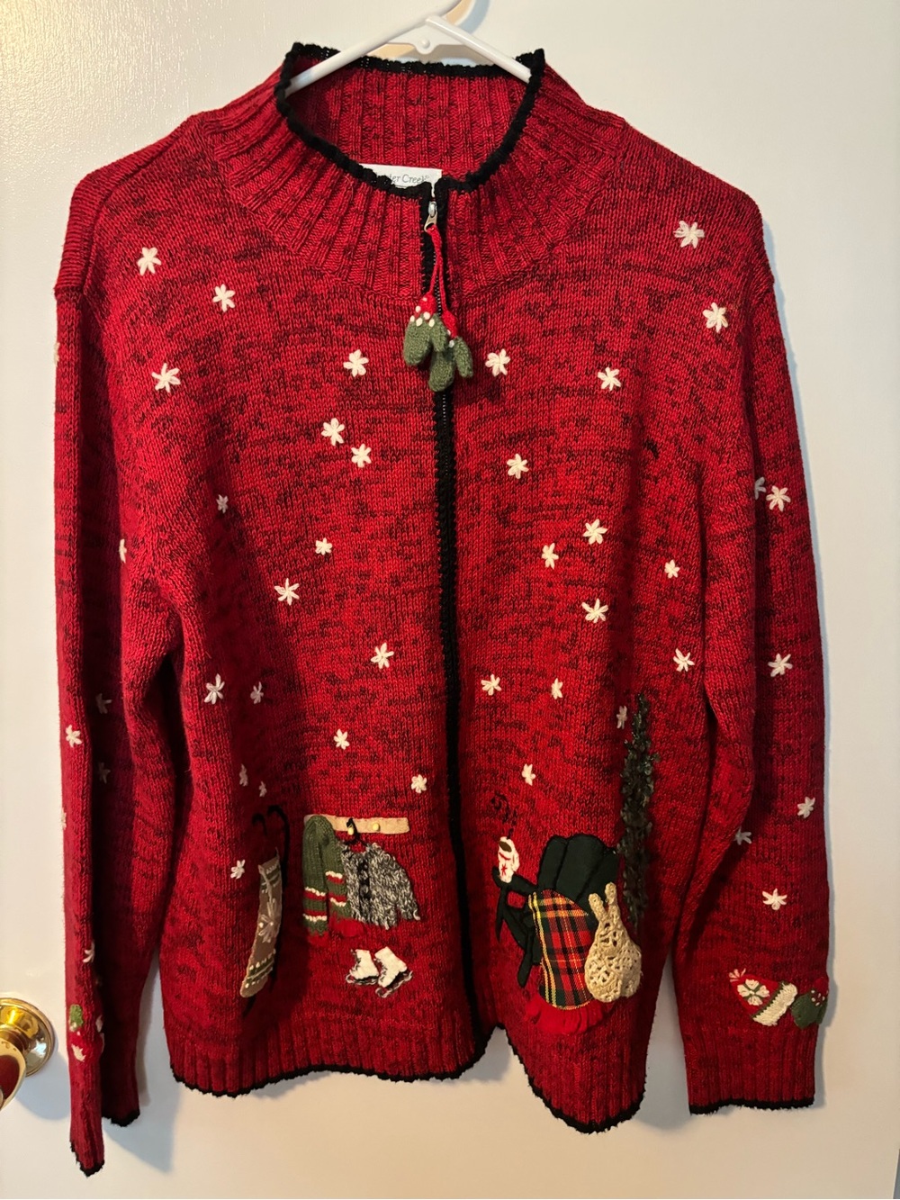 Vintage Y2K Christmas Coldwater Creek Cotton Raime Wool Women's Sweater Large
